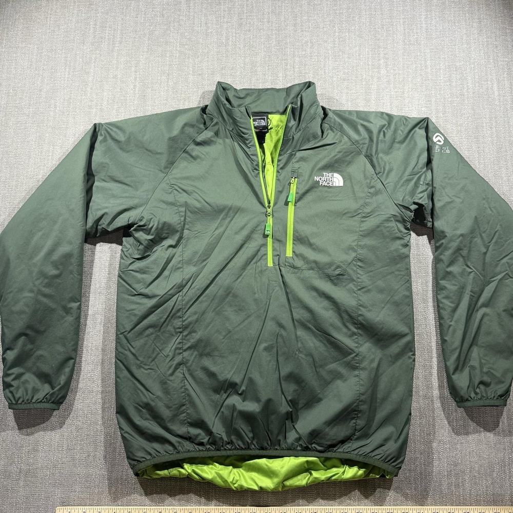 The North Face Summit Series Jacket Mens Medium Green Anorak 1/4 Zip Insulated
